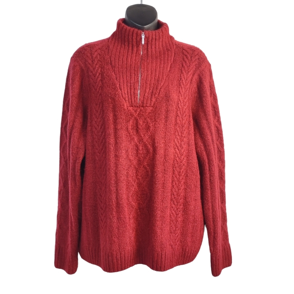 Craft & Barrow Women's Red 1/4 Zipper Sweater Size XL